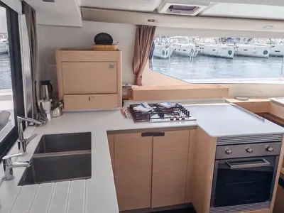 Galley of Mateta II, a Fountaine Pajot Tanna 47 catamaran at Seget Donji, Croatia