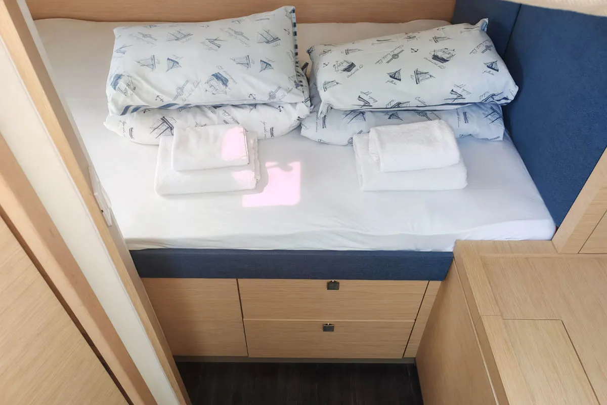 Cabin on Mateta II, a Fountaine Pajot Tanna 47 catamaran at Seget Donji, Croatia