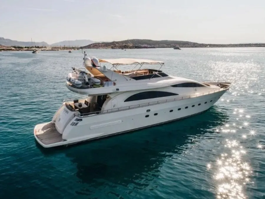 Exterior view of Lady Lona, a Amer 86 motor yacht at Seget Donji, Croatia