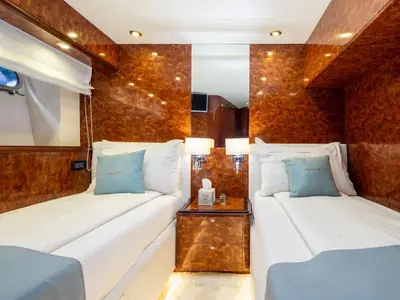 Cabin on Lady Lona, a Amer 86 motor yacht at Seget Donji, Croatia