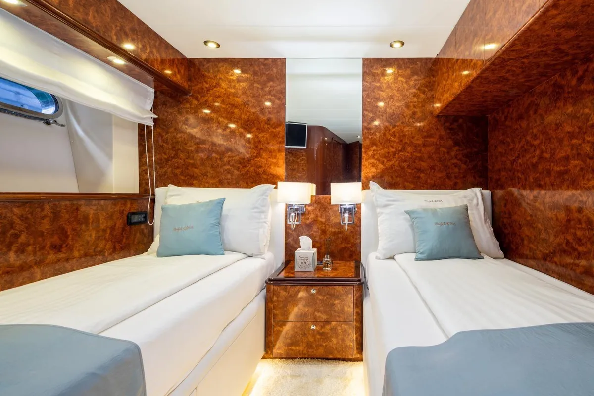 Cabin on Lady Lona, a Amer 86 motor yacht at Seget Donji, Croatia