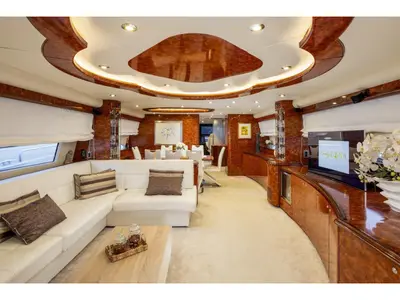 Salon of Lady Lona, a Amer 86 motor yacht at Seget Donji, Croatia