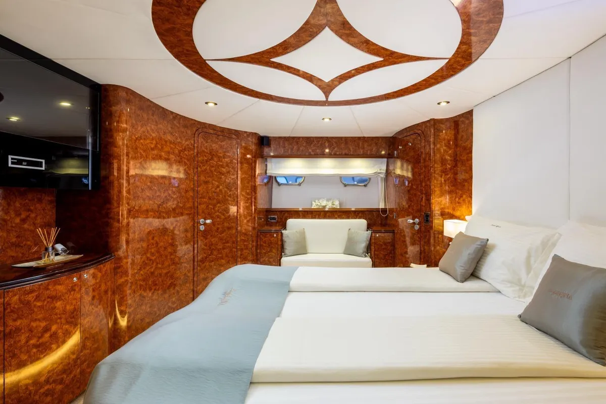 Cabin on Lady Lona, a Amer 86 motor yacht at Seget Donji, Croatia