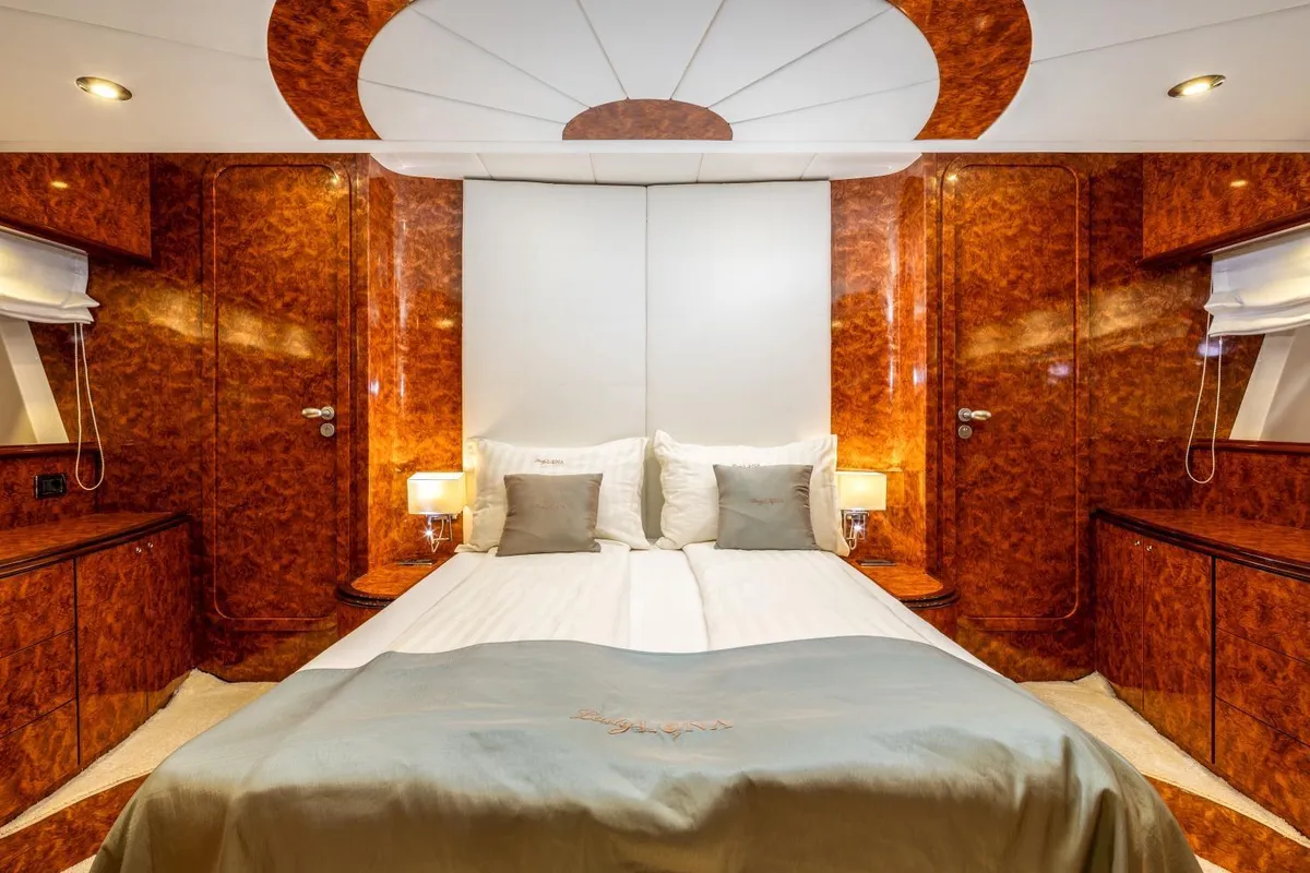 Cabin on Lady Lona, a Amer 86 motor yacht at Seget Donji, Croatia