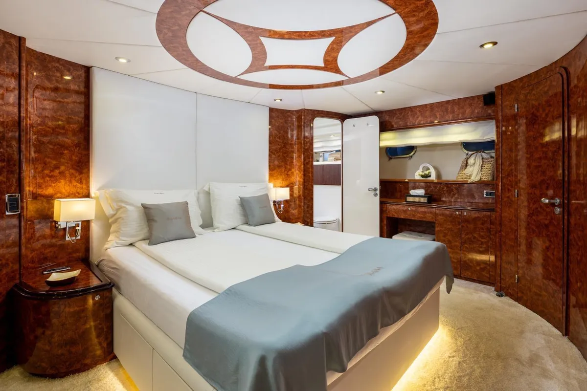Cabin on Lady Lona, a Amer 86 motor yacht at Seget Donji, Croatia