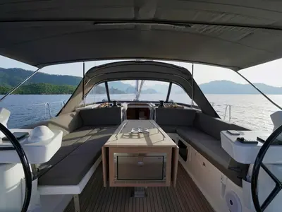 Cockpit of La Esperanza, a Dufour 520 Grand Large sailboat at Marmaris, Turkey