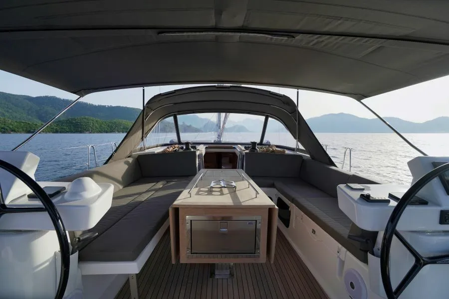 Cockpit of La Esperanza, a Dufour 520 Grand Large sailboat at Marmaris, Turkey