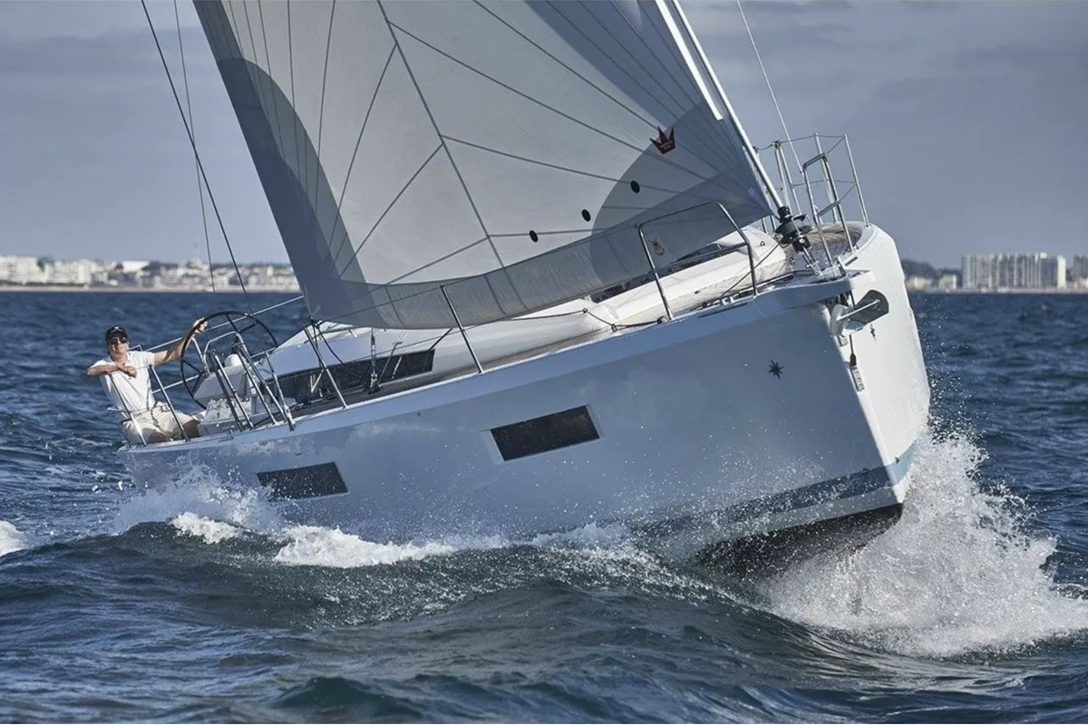 Exterior view of Ondeck, a Jeanneau Sun Odyssey 440 sailboat at Athens, Greece