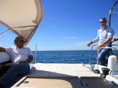 Deck of Ondeck, a Jeanneau Sun Odyssey 440 sailboat at Athens, Greece