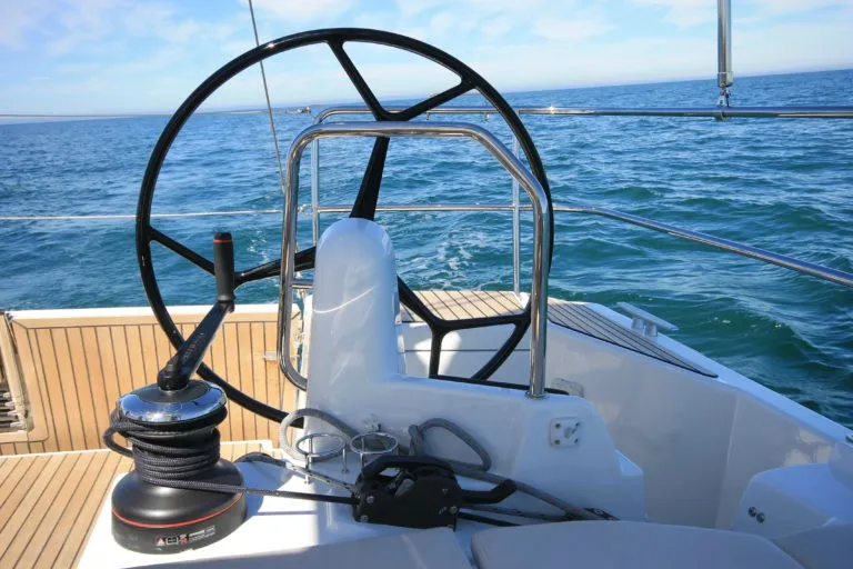 Cockpit of Ondeck, a Jeanneau Sun Odyssey 440 sailboat at Athens, Greece
