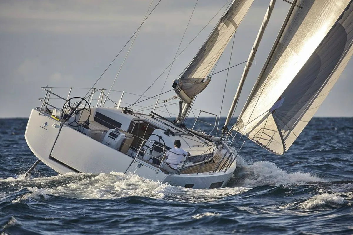 Exterior view of Ondeck, a Jeanneau Sun Odyssey 440 sailboat at Athens, Greece