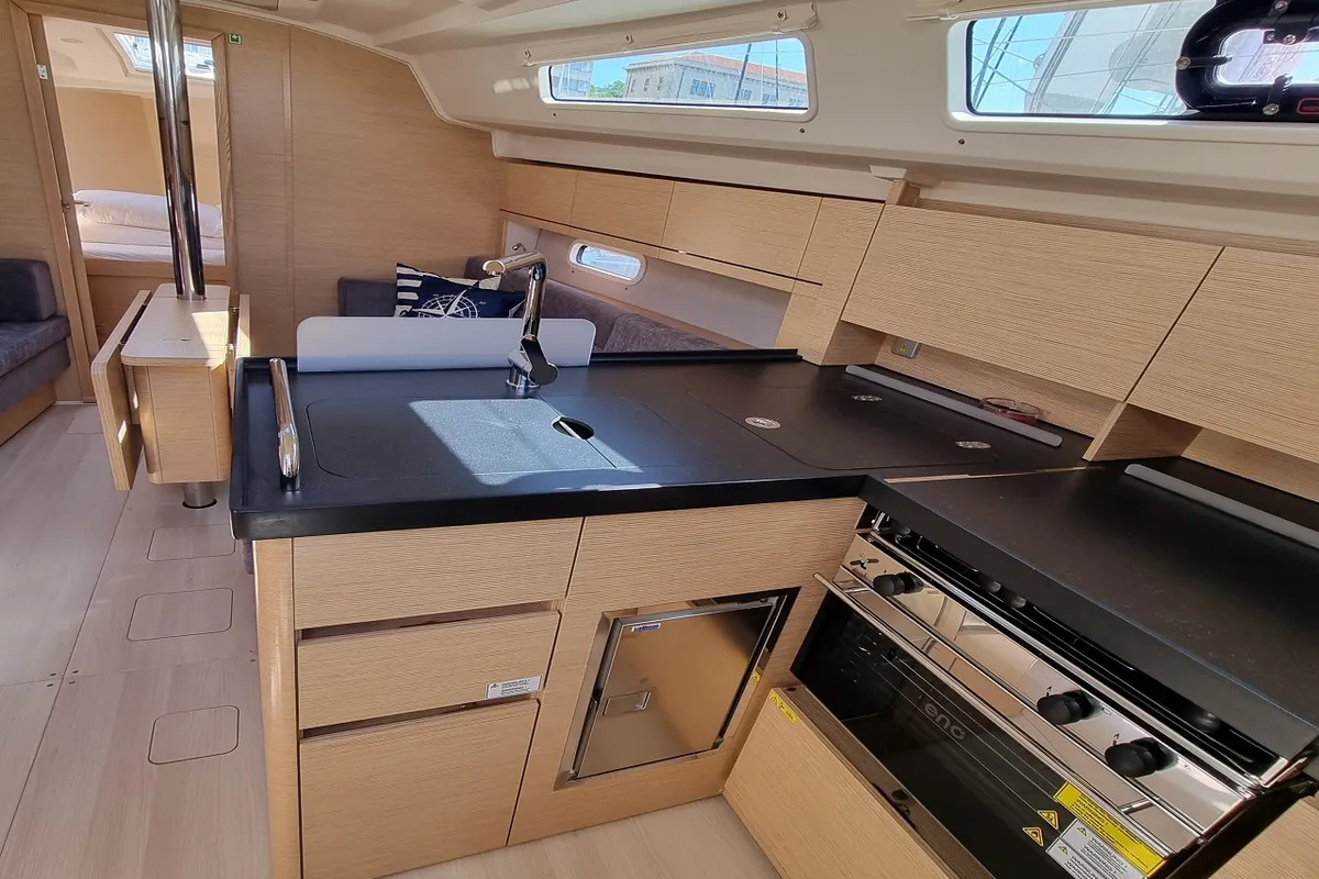 Galley of Larod, a Hanse 348 sailboat at Pula, Croatia