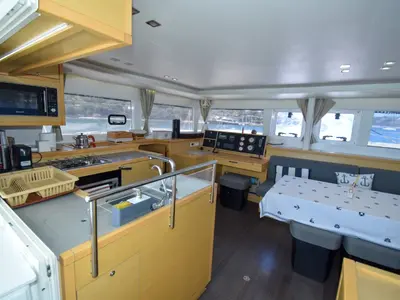 Galley of Loryma Sailing, a Lagoon 450 catamaran at Marmaris, Turkey