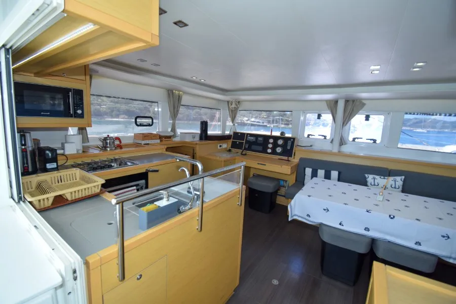 Galley of Loryma Sailing, a Lagoon 450 catamaran at Marmaris, Turkey