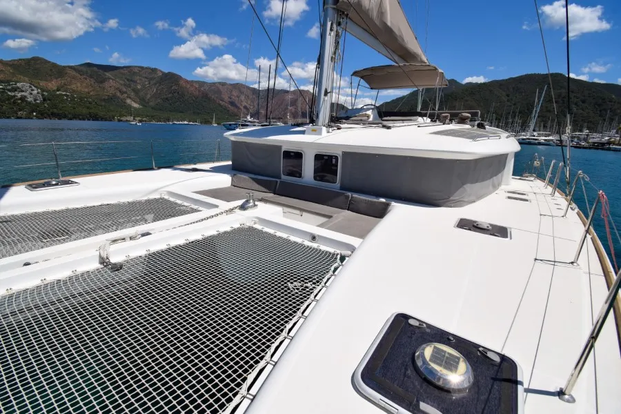 Deck of Loryma Sailing, a Lagoon 450 catamaran at Marmaris, Turkey