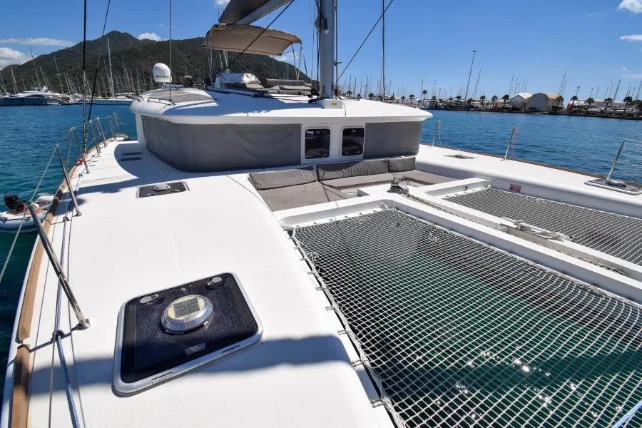 Deck of Loryma Sailing, a Lagoon 450 catamaran at Marmaris, Turkey