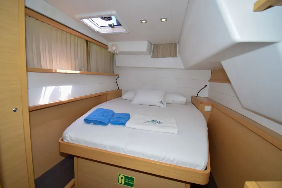 Cabin on Loryma Sailing, a Lagoon 450 catamaran at Marmaris, Turkey