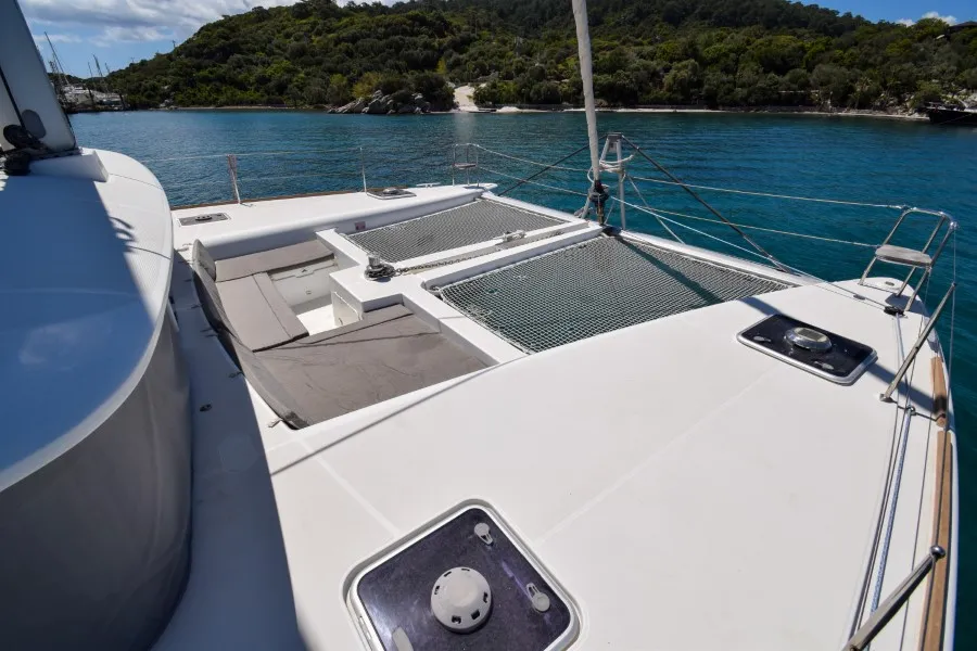 Deck of Loryma Sailing, a Lagoon 450 catamaran at Marmaris, Turkey