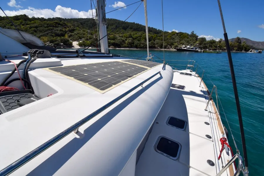 Deck of Loryma Sailing, a Lagoon 450 catamaran at Marmaris, Turkey
