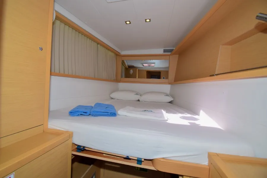 Cabin on Loryma Sailing, a Lagoon 450 catamaran at Marmaris, Turkey