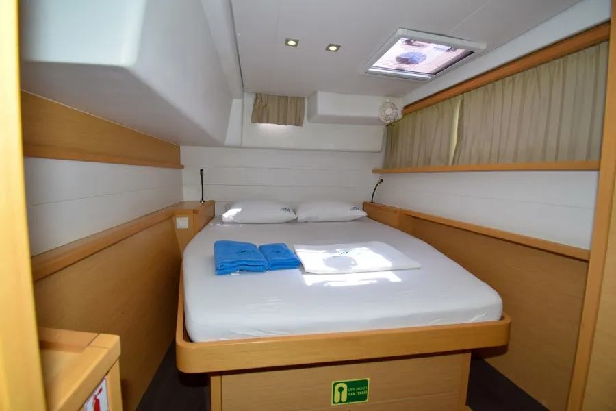 Cabin on Loryma Sailing, a Lagoon 450 catamaran at Marmaris, Turkey