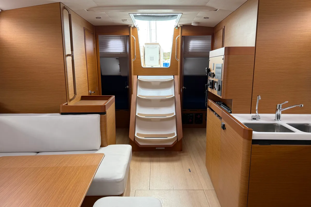 Salon of Poseidon, a Jeanneau Sun Odyssey 490 sailboat at Grad Biograd na Moru, Croatia