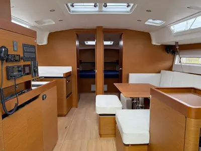 Salon of Poseidon, a Jeanneau Sun Odyssey 490 sailboat at Grad Biograd na Moru, Croatia