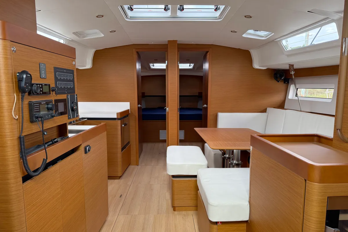Salon of Poseidon, a Jeanneau Sun Odyssey 490 sailboat at Grad Biograd na Moru, Croatia