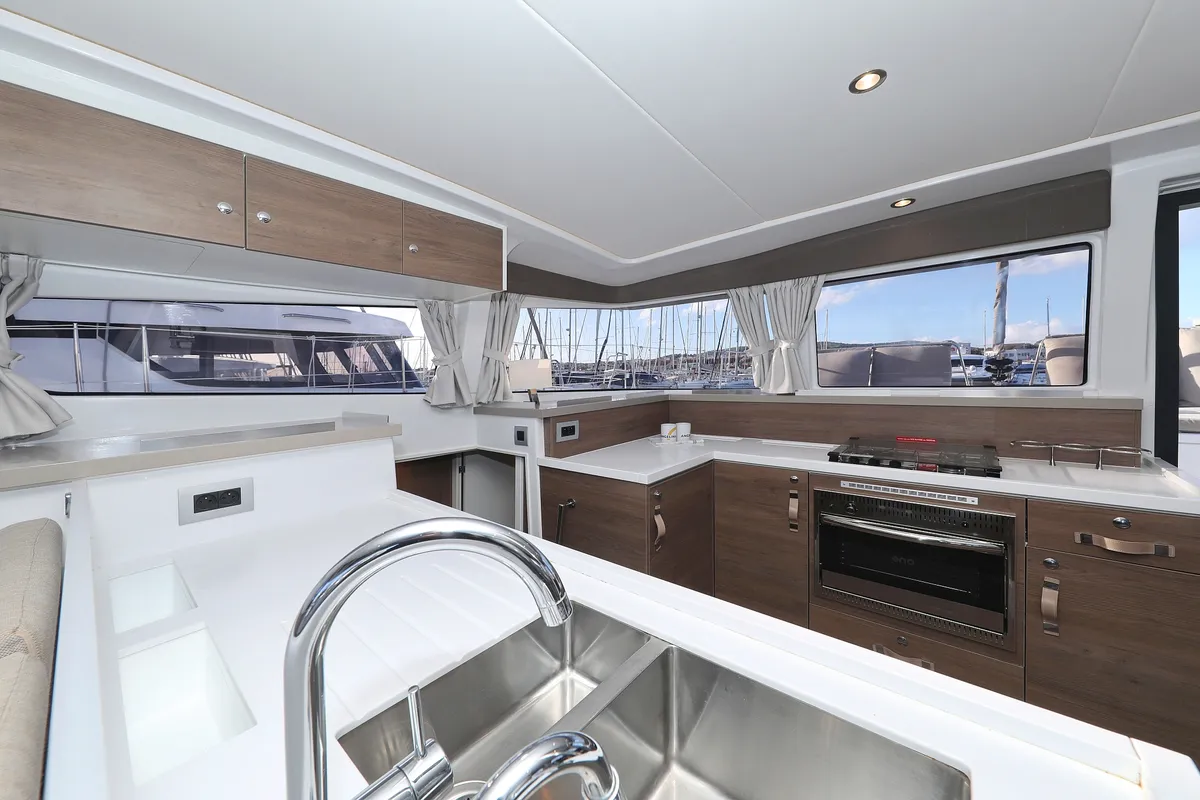 Galley of Aurora, a Bali 4.2 catamaran at Grad Vodice, Croatia