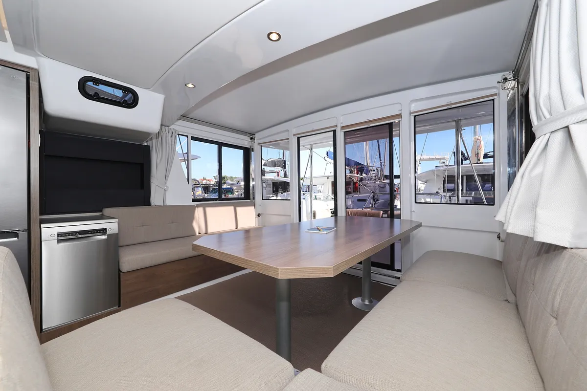 Salon of Aurora, a Bali 4.2 catamaran at Grad Vodice, Croatia