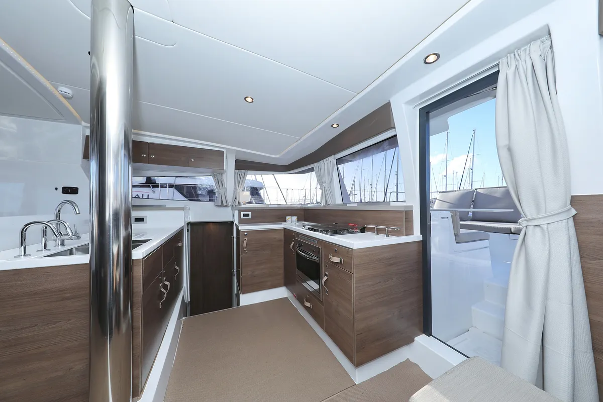 Galley of Aurora, a Bali 4.2 catamaran at Grad Vodice, Croatia