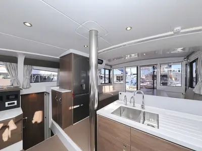 Galley of Aurora, a Bali 4.2 catamaran at Grad Vodice, Croatia