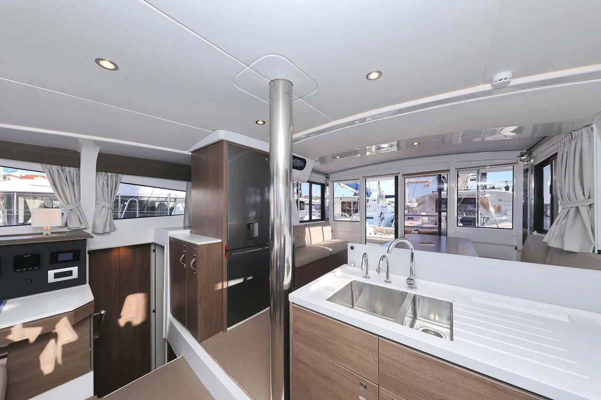 Galley of Aurora, a Bali 4.2 catamaran at Grad Vodice, Croatia