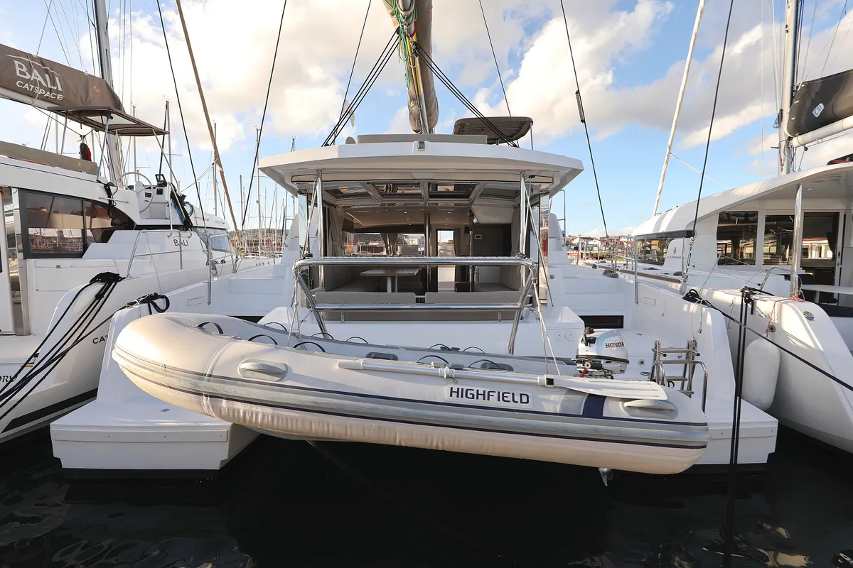 Exterior view of Aurora, a Bali 4.2 catamaran at Grad Vodice, Croatia