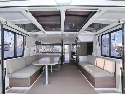 Salon of Aurora, a Bali 4.2 catamaran at Grad Vodice, Croatia
