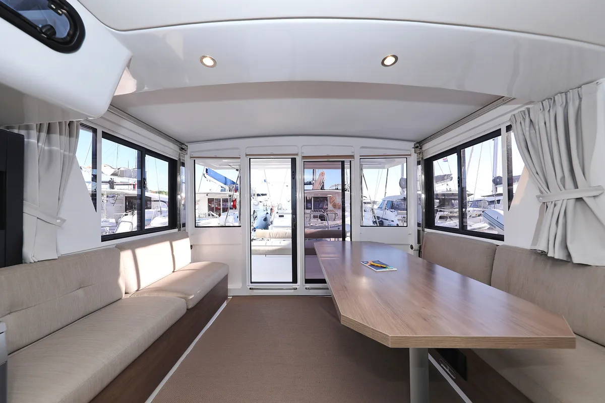 Salon of Aurora, a Bali 4.2 catamaran at Grad Vodice, Croatia