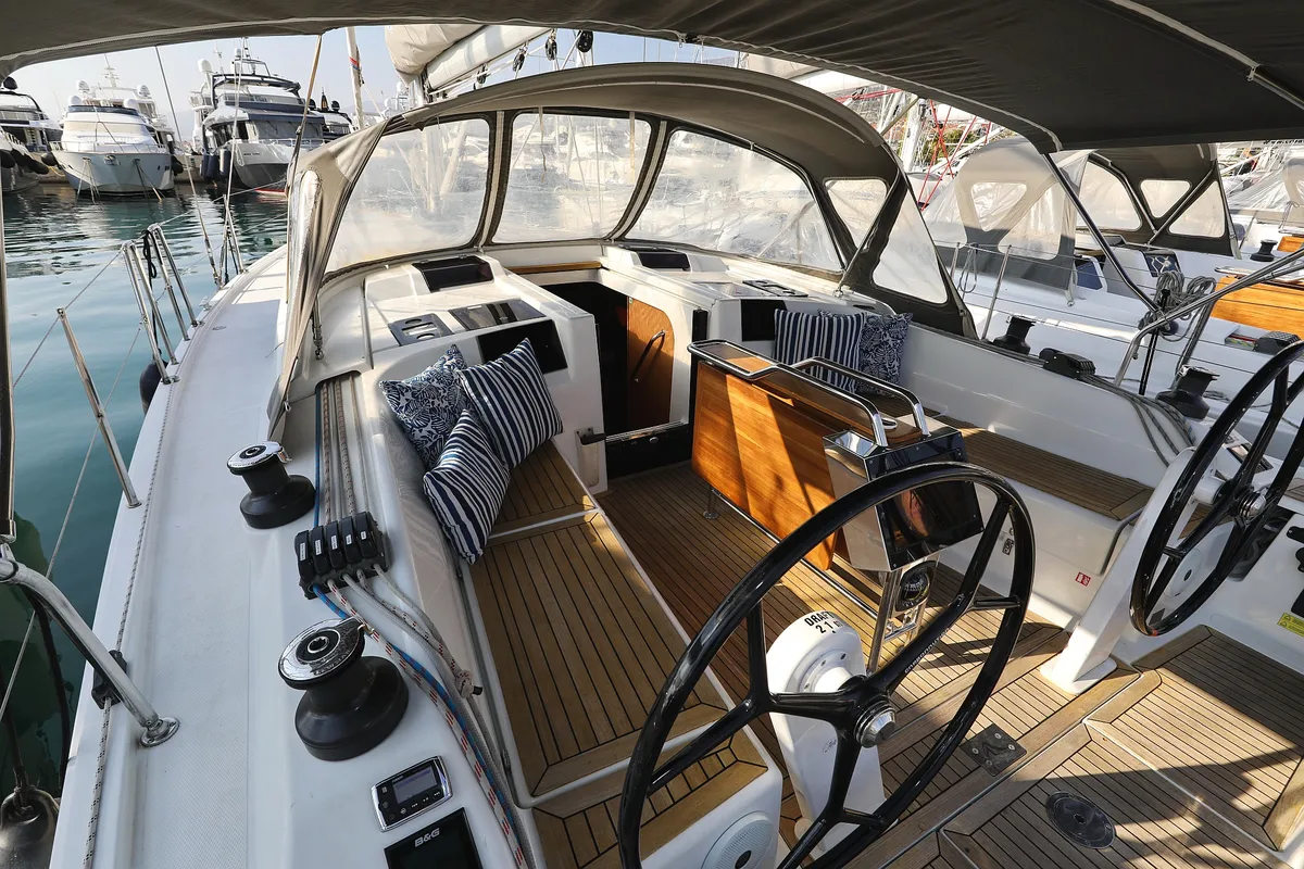 Deck of Take A Break, a Hanse 415 sailboat at Grad Kaštela, Croatia