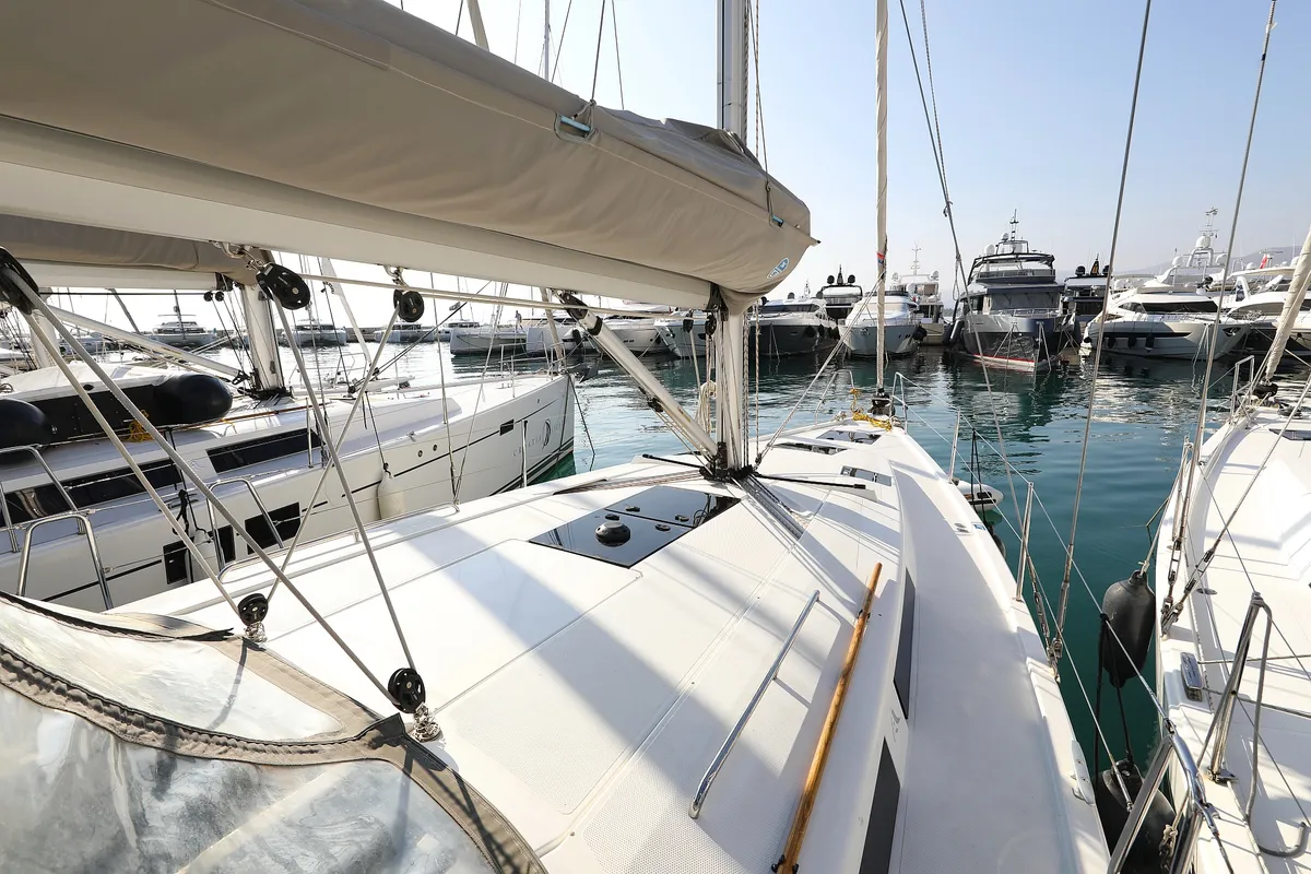 Deck of Take A Break, a Hanse 415 sailboat at Grad Kaštela, Croatia