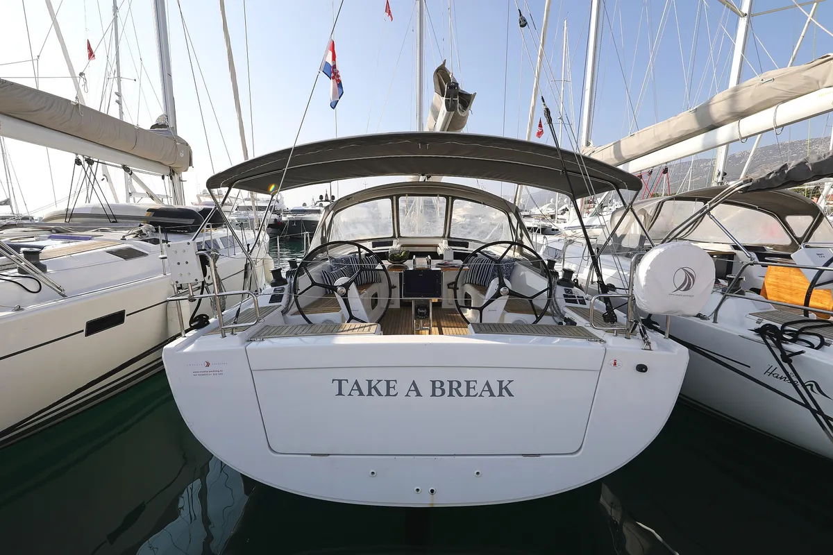 Exterior view of Take A Break, a Hanse 415 sailboat at Grad Kaštela, Croatia