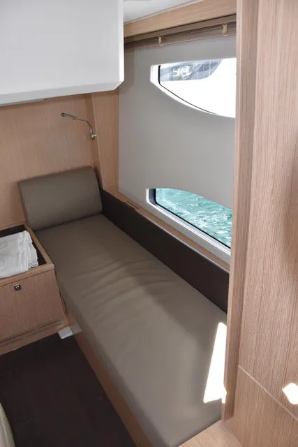 Cabin on Hannah, a Bavaria SR38 Hard Top motor yacht at Grad Trogir, Croatia