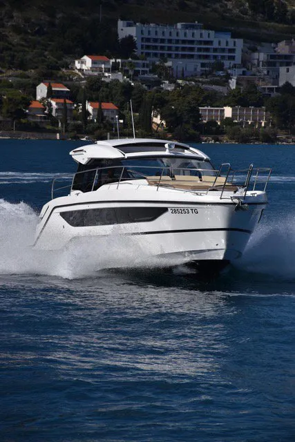 Exterior view of Hannah, a Bavaria SR38 Hard Top motor yacht at Grad Trogir, Croatia