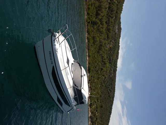 Exterior view of Hannah, a Bavaria SR38 Hard Top motor yacht at Grad Trogir, Croatia