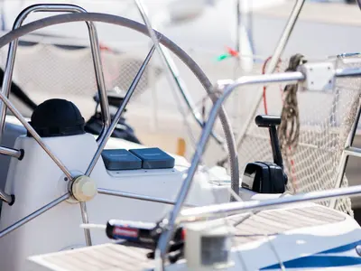 Cockpit of Constantina, a Bavaria 43 Cruiser sailboat at Kos, Greece
