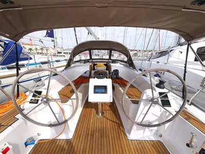 Cockpit of Spirit of Freedom, a Bavaria Cruiser 34 sailboat at Grad Pula, Croatia