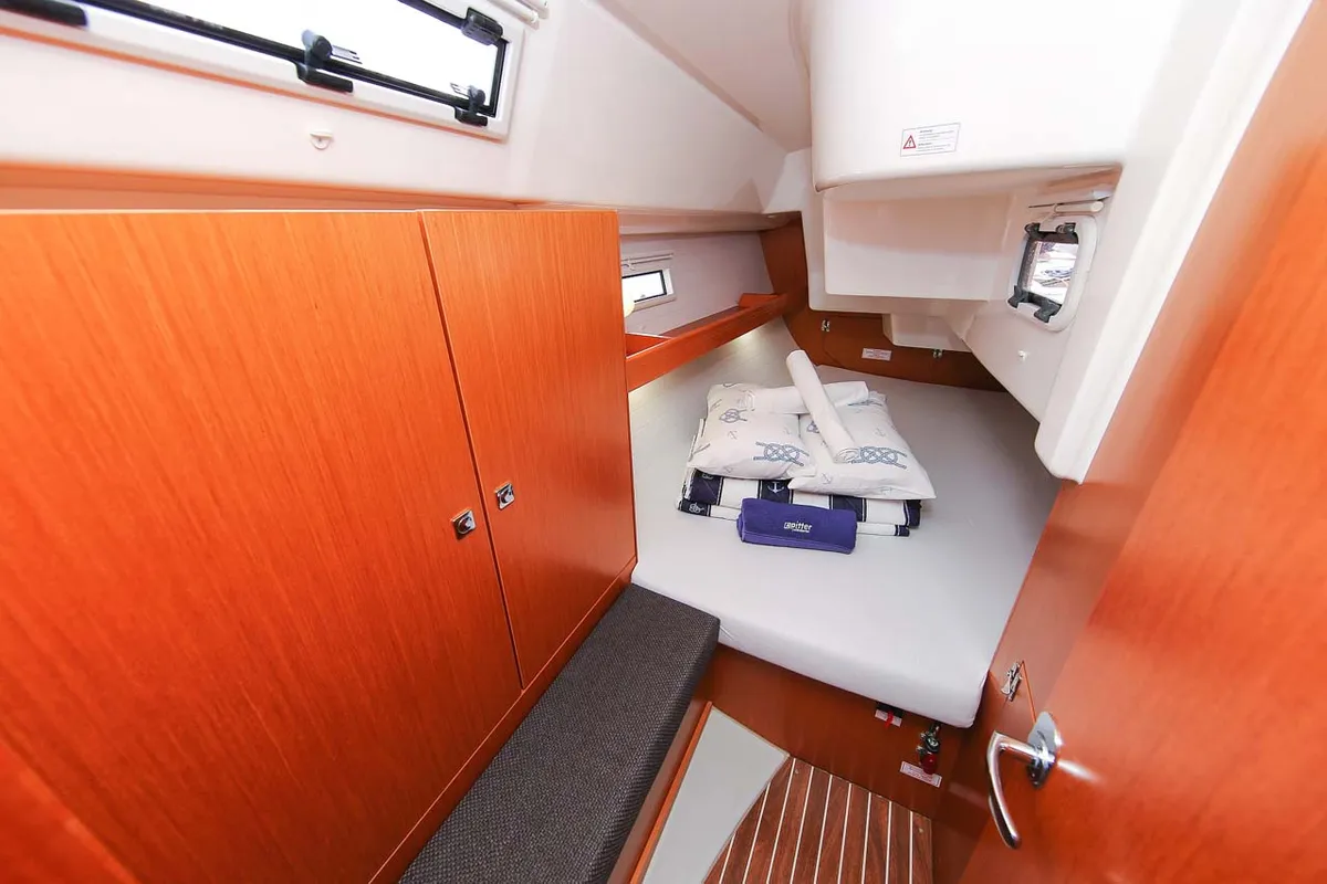 Cabin on Spirit of Freedom, a Bavaria Cruiser 34 sailboat at Grad Pula, Croatia