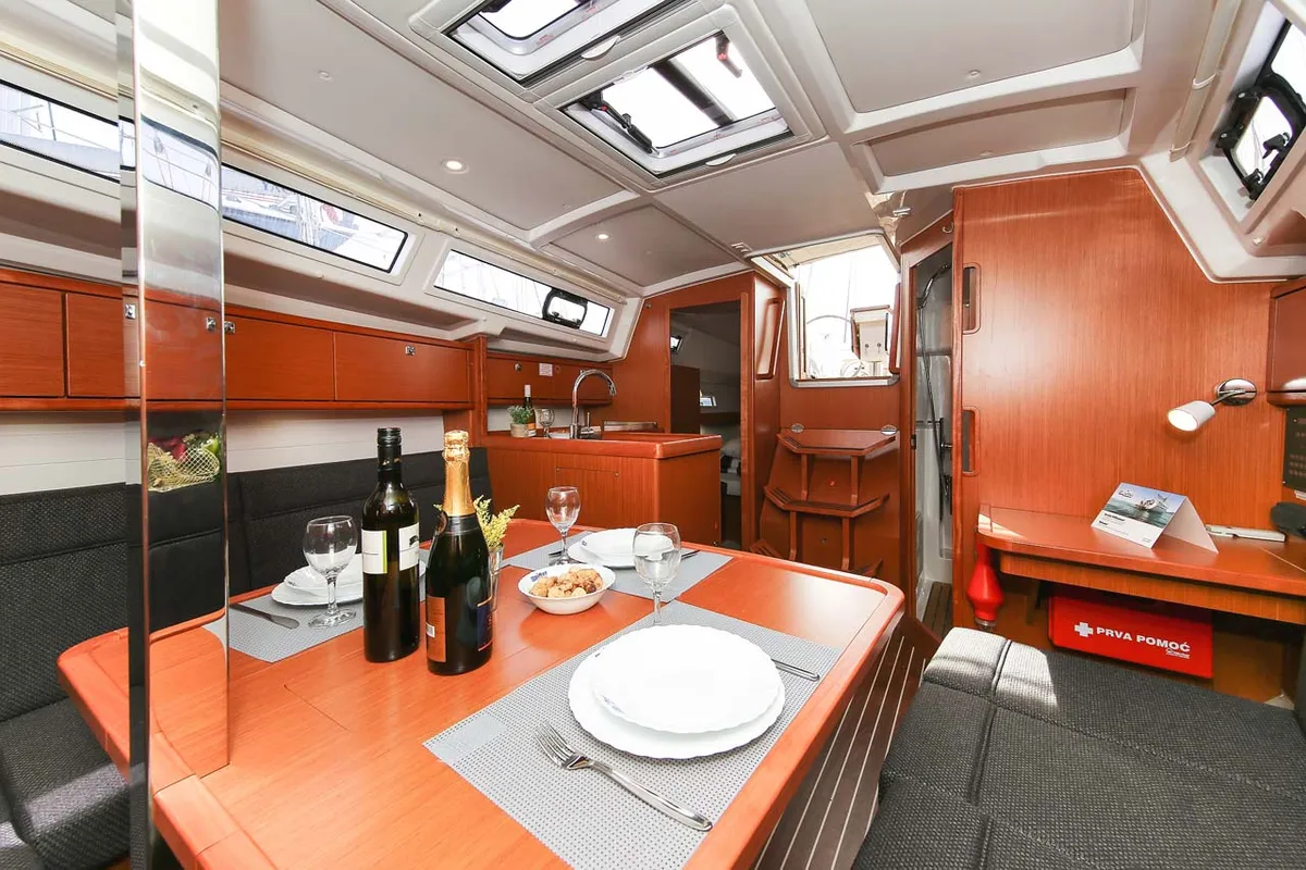 Salon of Spirit of Freedom, a Bavaria Cruiser 34 sailboat at Grad Pula, Croatia