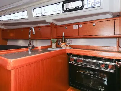 Galley of Spirit of Freedom, a Bavaria Cruiser 34 sailboat at Grad Pula, Croatia