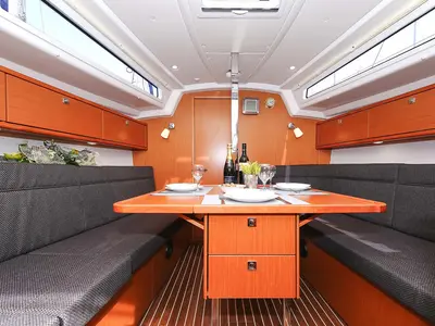 Salon of Spirit of Freedom, a Bavaria Cruiser 34 sailboat at Grad Pula, Croatia
