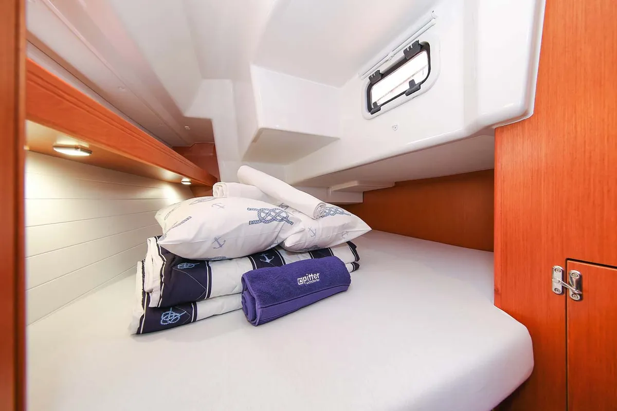 Cabin on Spirit of Freedom, a Bavaria Cruiser 34 sailboat at Grad Pula, Croatia
