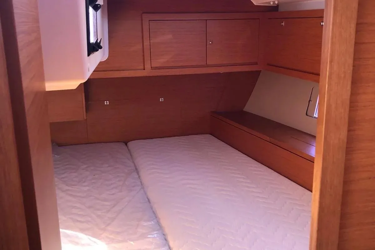 Cabin on Briseide, a Dufour 470 sailboat at Cagliari, Italy